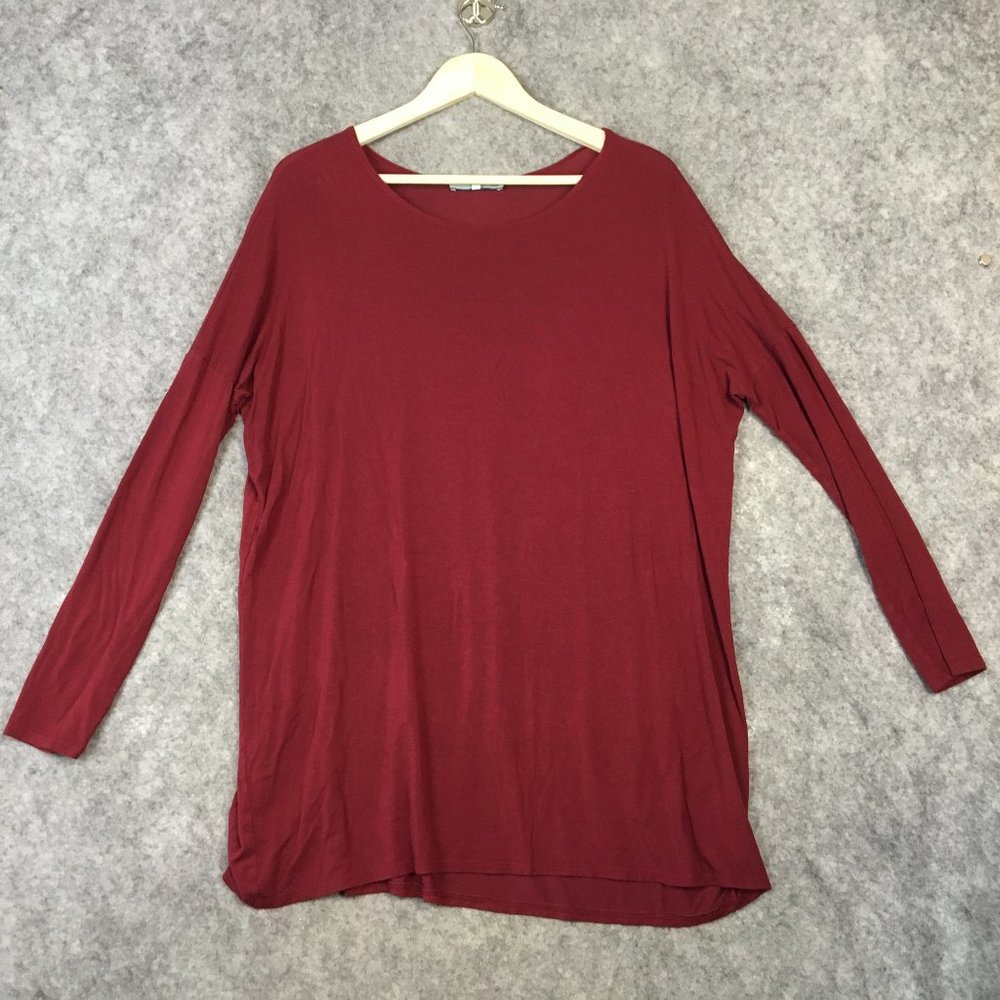 Emmas Closet Tunic Dress M Mini Dress T Shirt Red Long Sleeve Boxy Dolman Scoop
